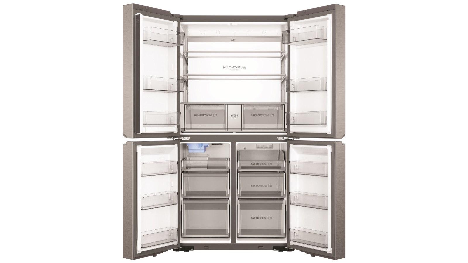 Haier 623L Quad Door Fridge with Ice & Water Dispenser Satina