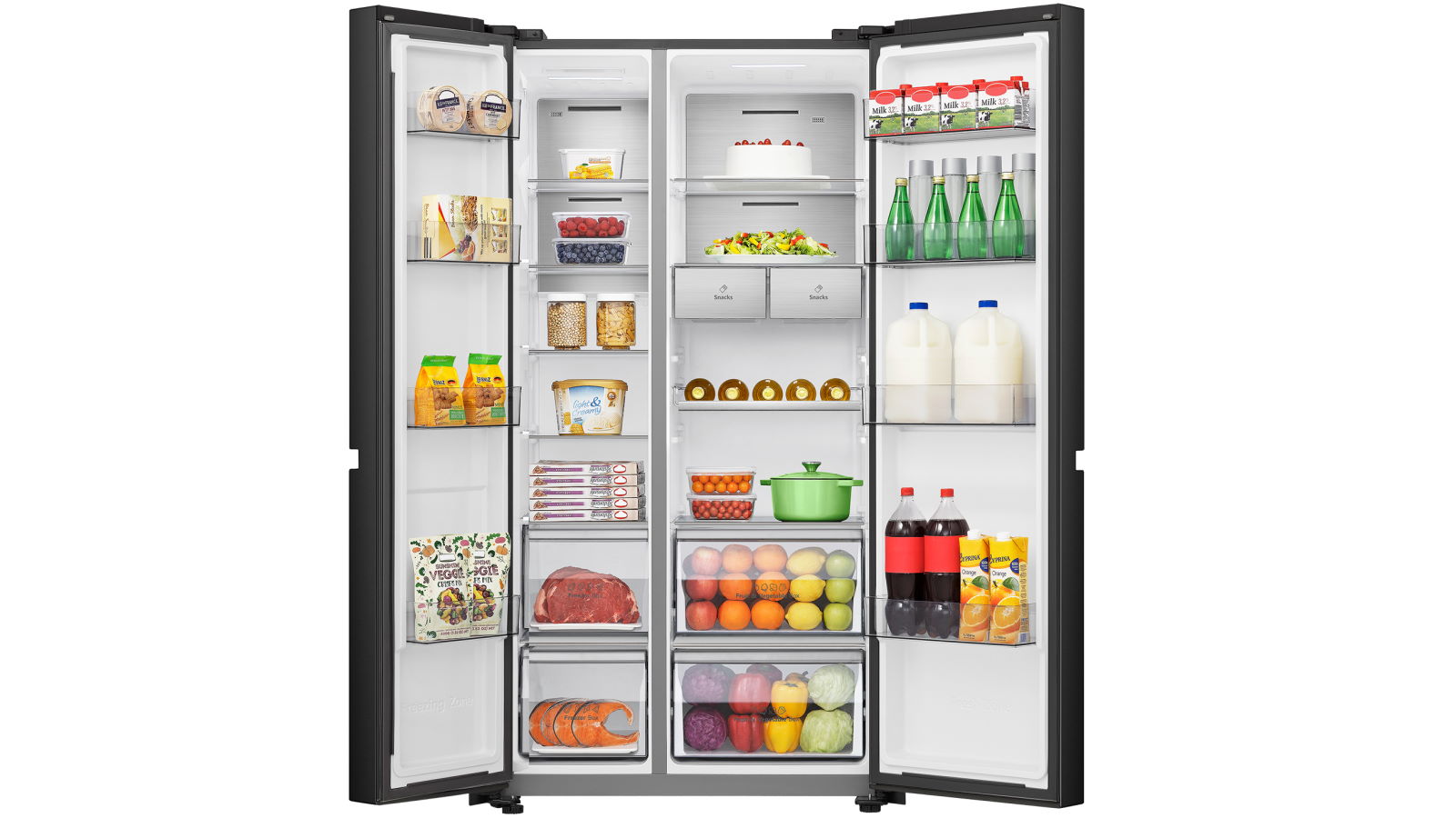 Hisense 652L Side By Side Fridge Black Brushed Steel Harvey Norman