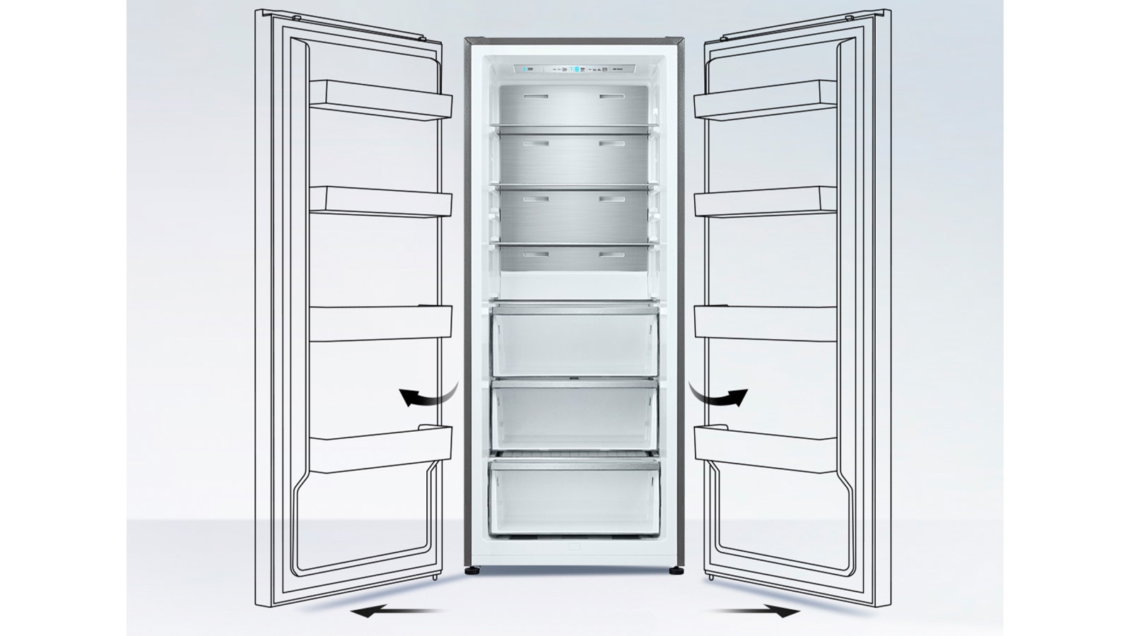 Hisense 384L Single Door Hybrid Vertical Freezer Stainless Steel