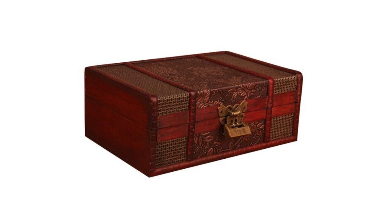 NNEOBA European Vintage Wood Box with Lock