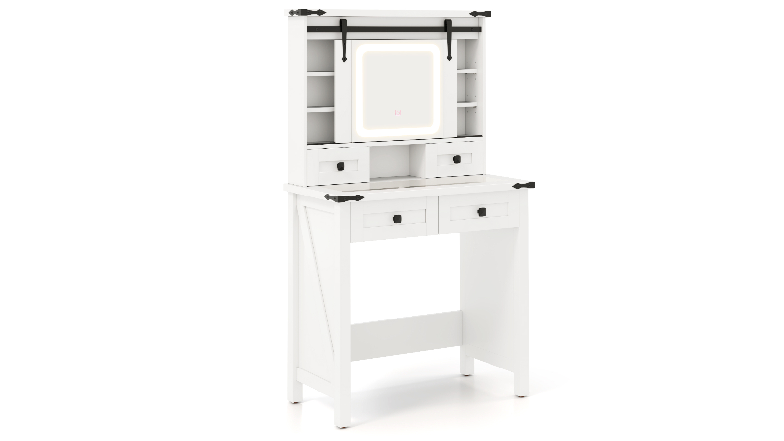 Costway Makeup Table Set with Sliding Mirror Light and Stool
