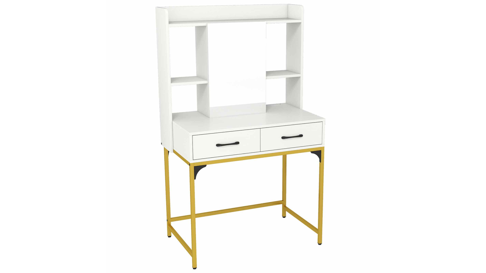 Costway Vanity Desk and Stool with Power Outlet, Drawer Storage - 80cm