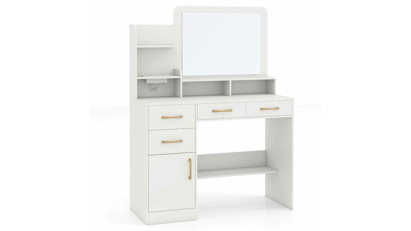 Costway Vanity Desk with USB Type-C Port, Storage Cabinet