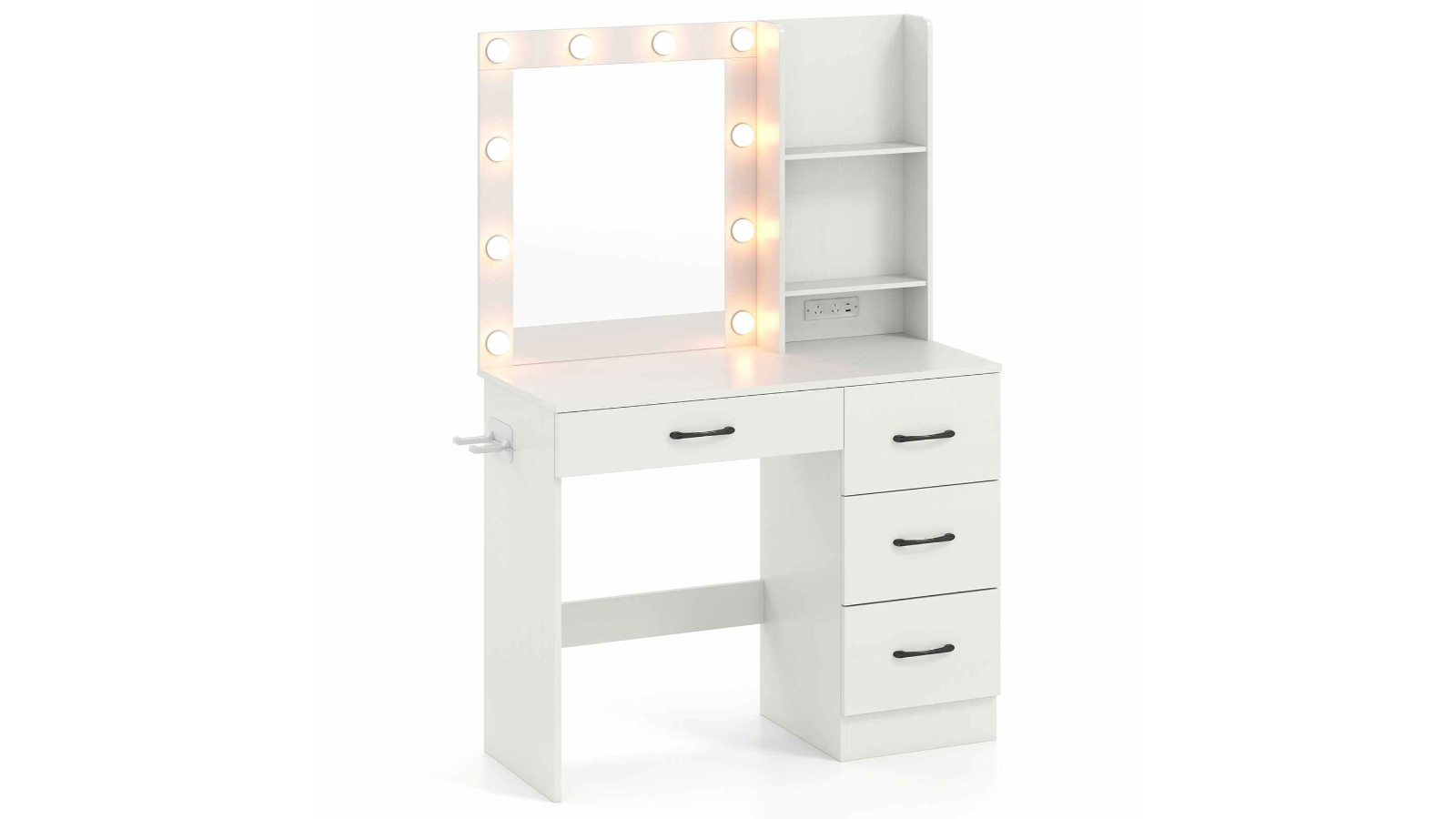 Costway LED Mirror Dressing Table with Charging Station and Storage Drawer