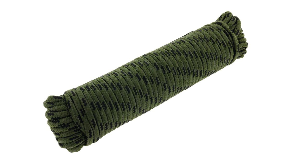 Hulk 4x4 30metre Durable Diamond Braid Poly Rope - Black/Olive