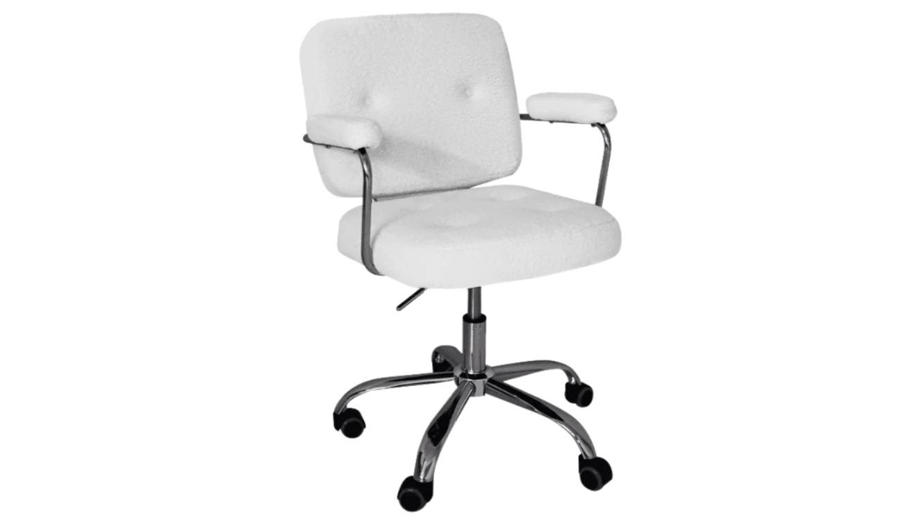 HomeStar White Huggy Faux-Fur Sheeperd Office Chair Harvey Norman
