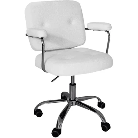 HomeStar White Huggy Faux-Fur Sheeperd Office Chair