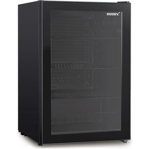Husky 130L Heated Door Undercounter Bar Fridge - Black