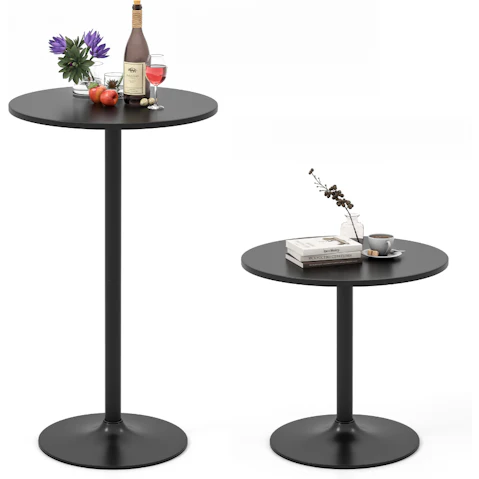 Costway 2 Piece Bistro High Round Bar and Side Tables - Black