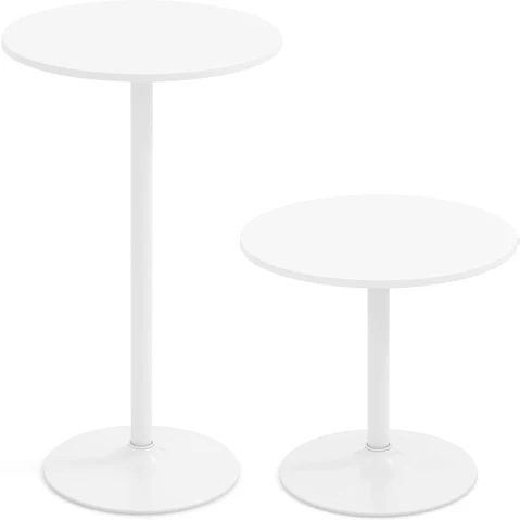 Costway 2 Piece 101.5/56cm Bistro High Round Bar and Side Tables - White