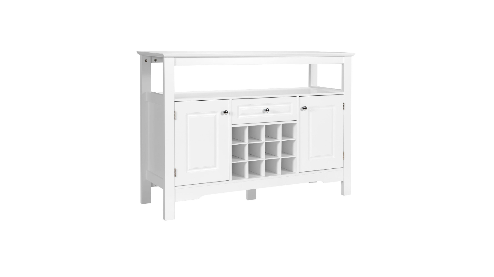 Costway Buffet Storage Cabinet Kitchen Sideboard with Wine Rack - White