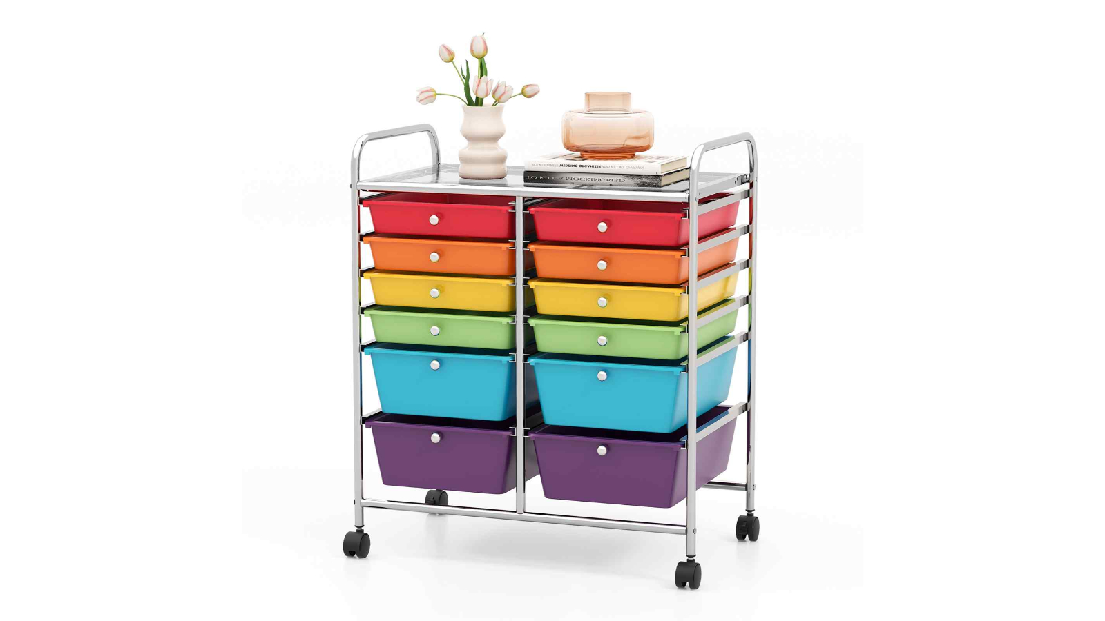 Costway 12-Drawer Galvanized Rolling Storage Cart Organizer 