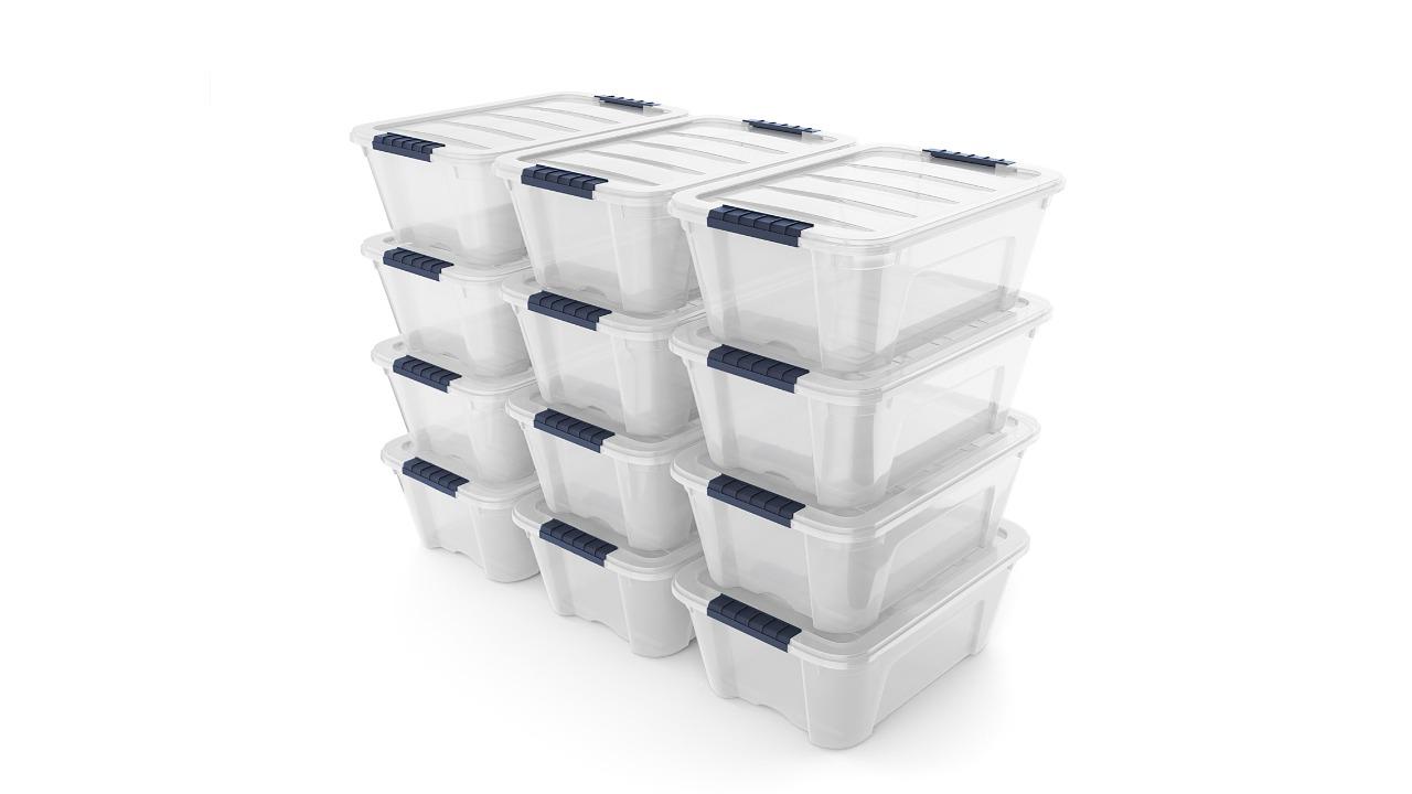 Costway Set of 12 Stackable Drawer Storage Box with Transparent Lid ...