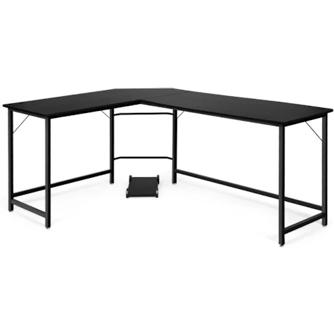 Costway L-Shaped Computer Desk with CPU Stand - Black
