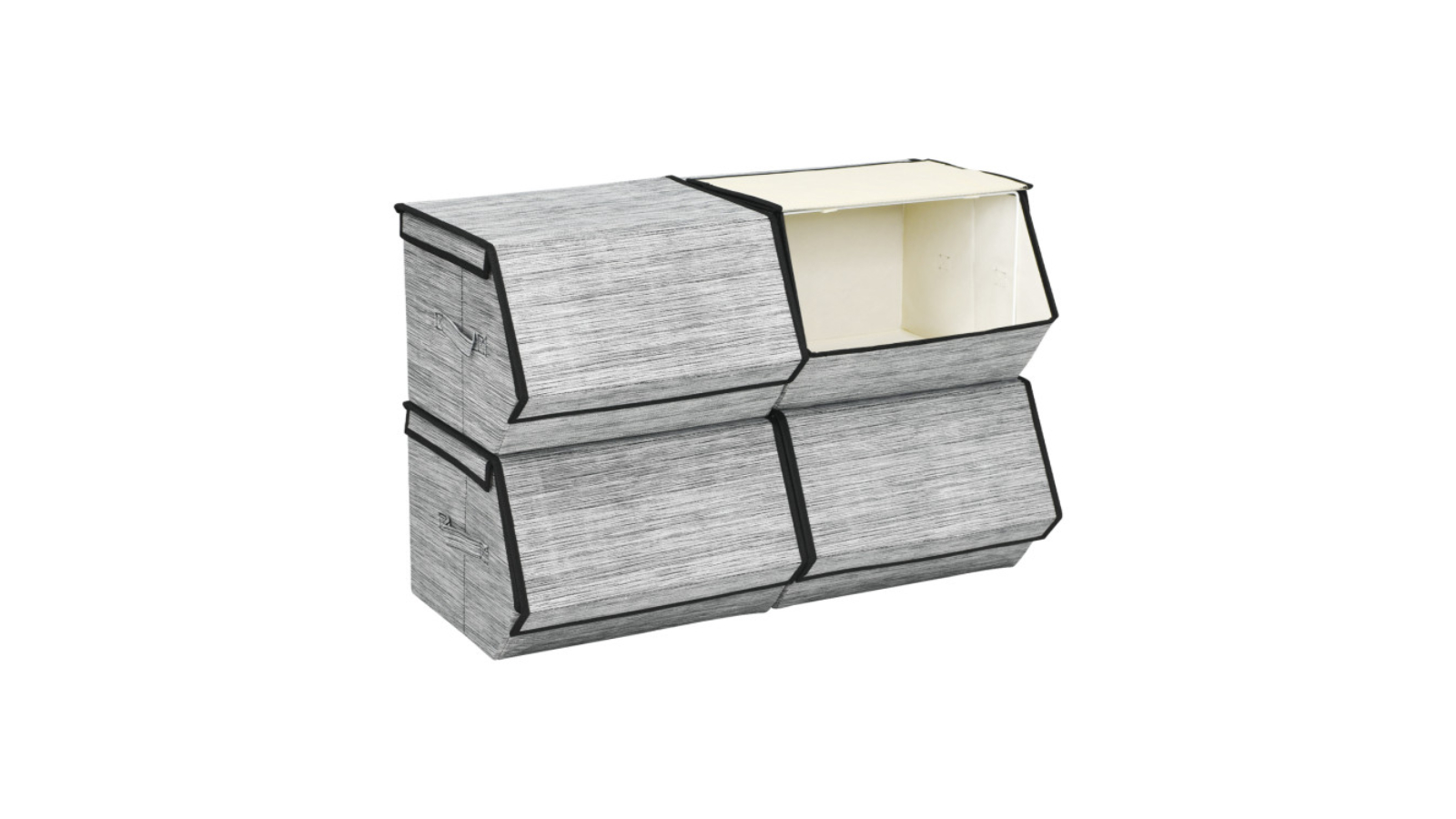 Costway 4 Piece Stackable Toy Container Foldable Storage Bin - Grey