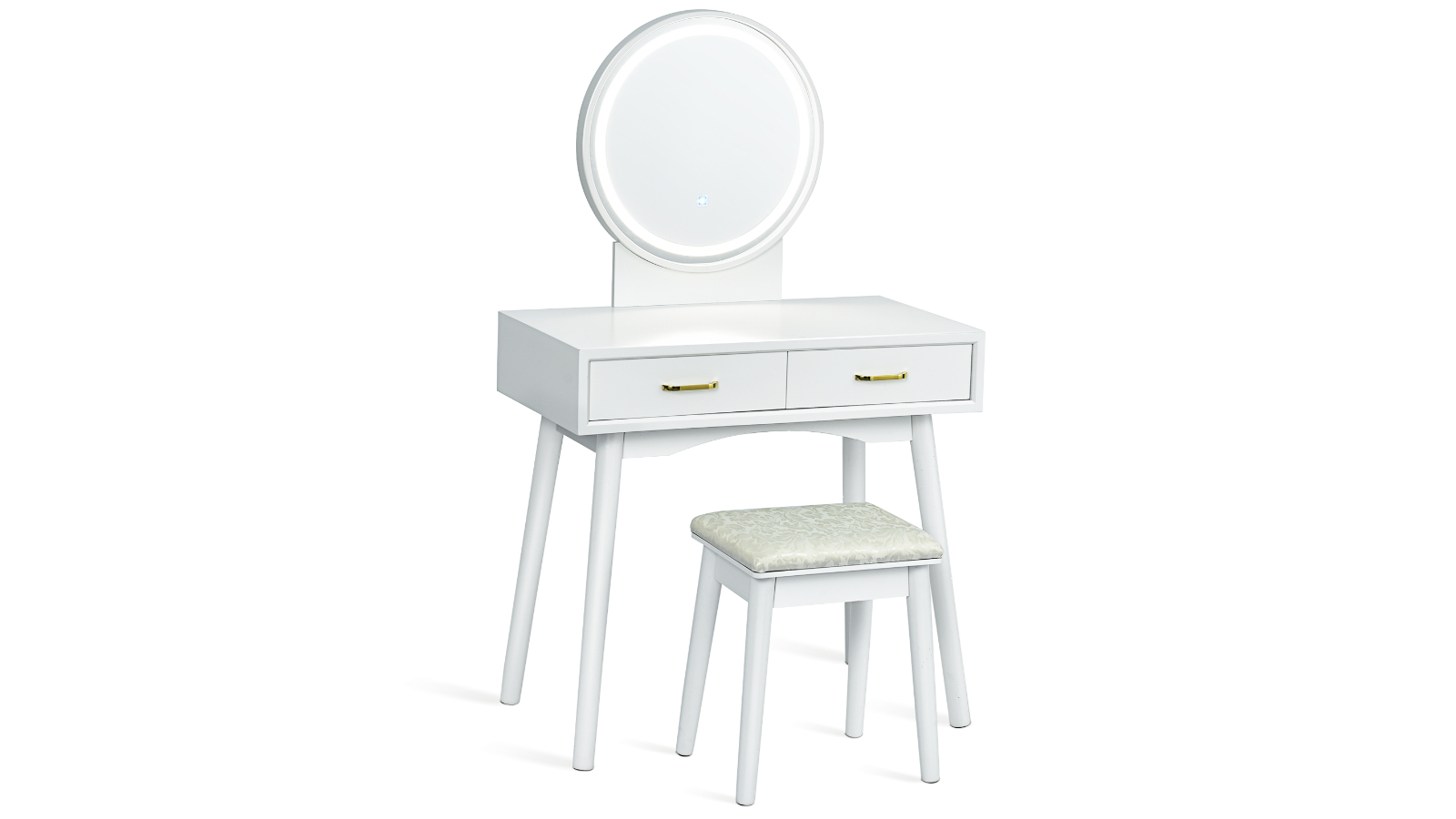 Costway Makeup Lighted Mirror Table Set with Drawers and Stool
