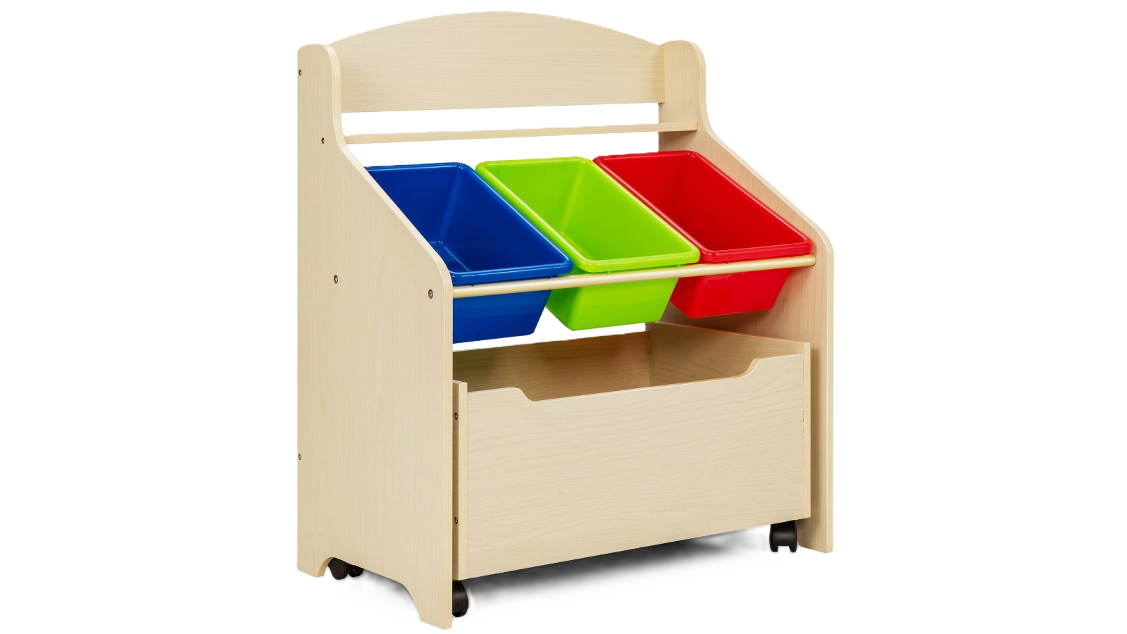 Costway Wooden Storage Cabinet with Rolling Caster - Natural