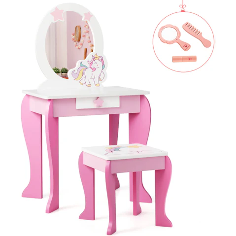 Costway 2-in-1 Dressing Table and Chair Set