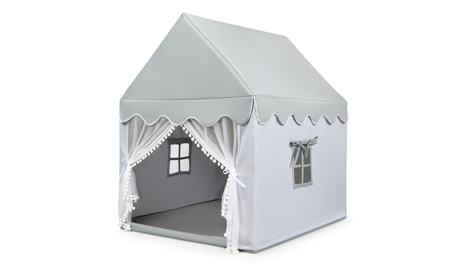 Costway Kids Wooden Princess Castle Play Tent with Cotton Mat Indoor Gift