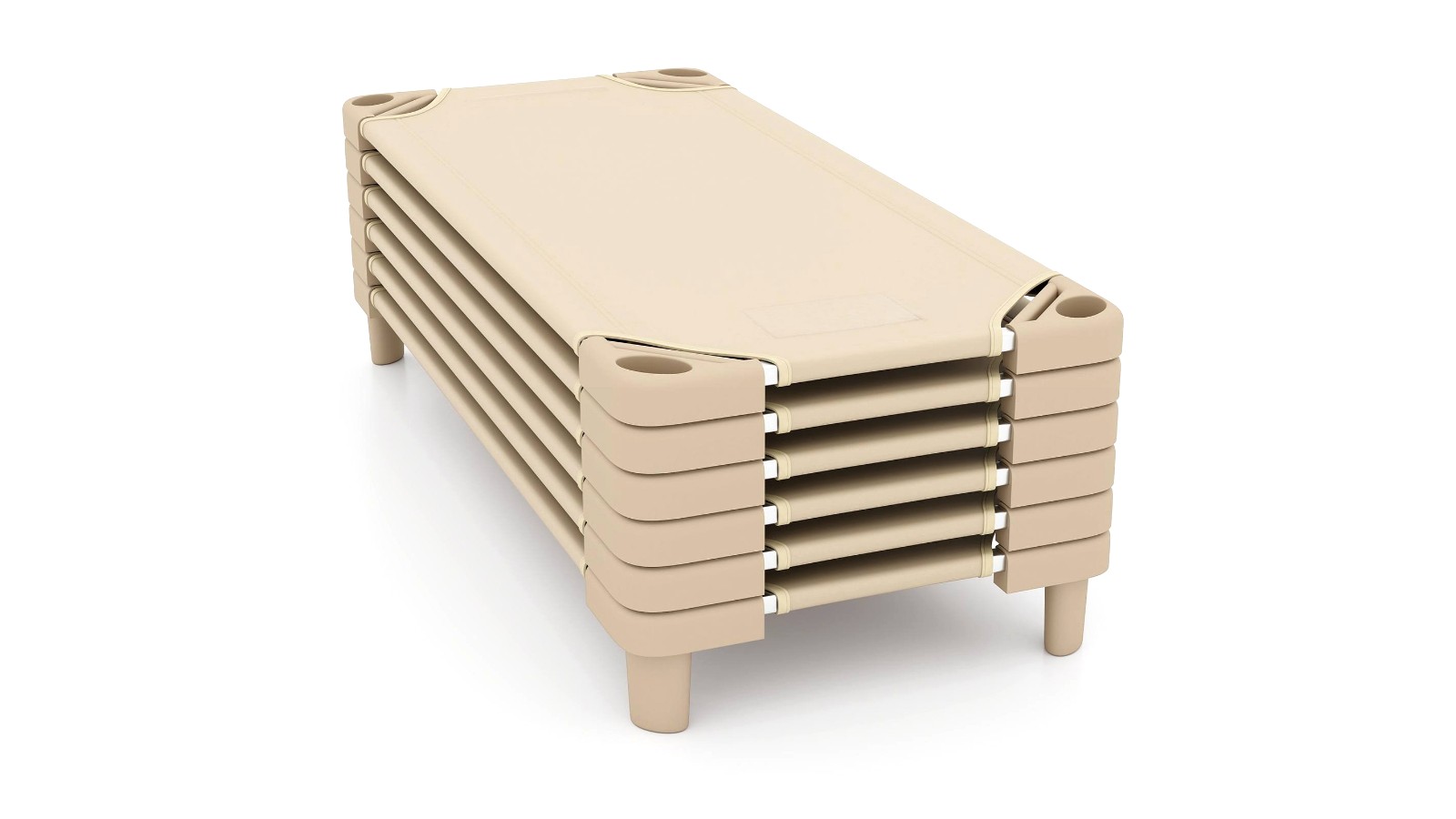 Costway 1.3metre 6 Piece Stackable Kids Daycare Sleeping Cot - Brown