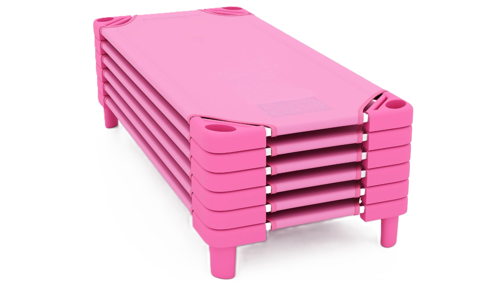 Costway 6 Piece Pink Stackable Space-Saving Portable Cot - 1.3metre