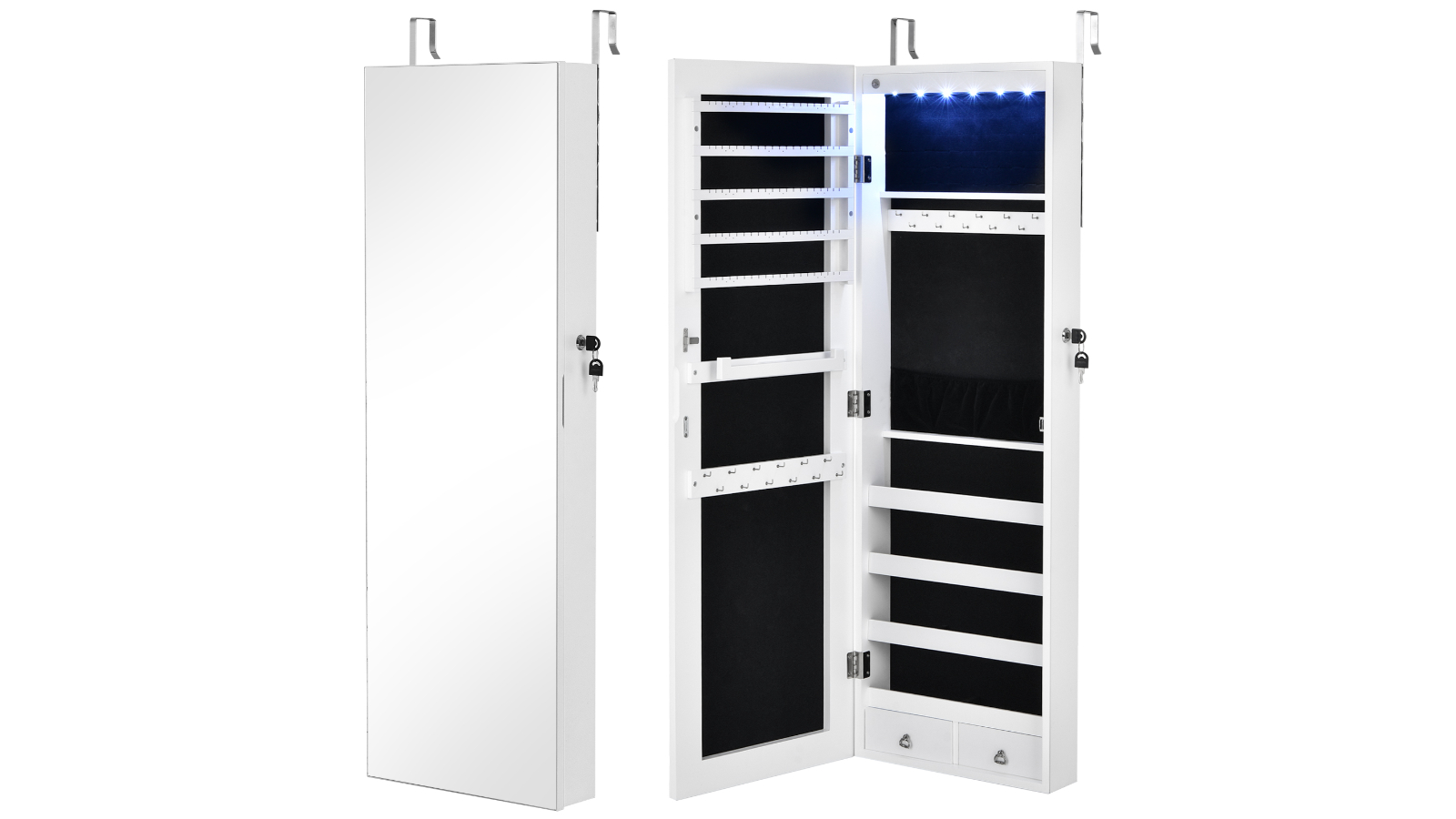 Costway Jewelry Armoire Organizer Box with LED Lights