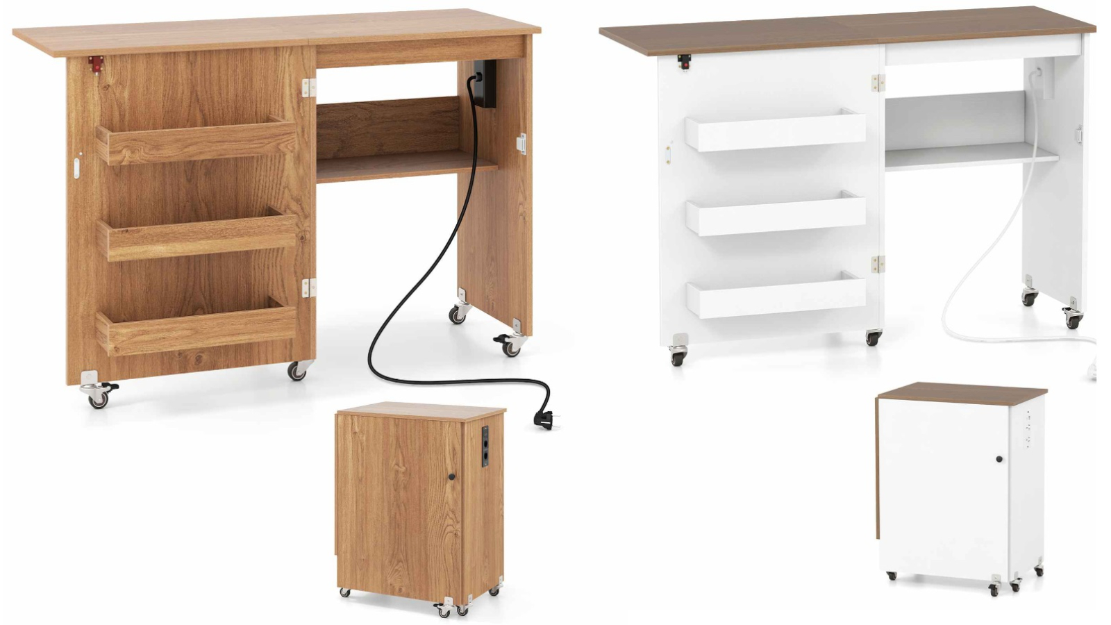 Costway 2-in-1 Folding Sewing Table with Power Outlet