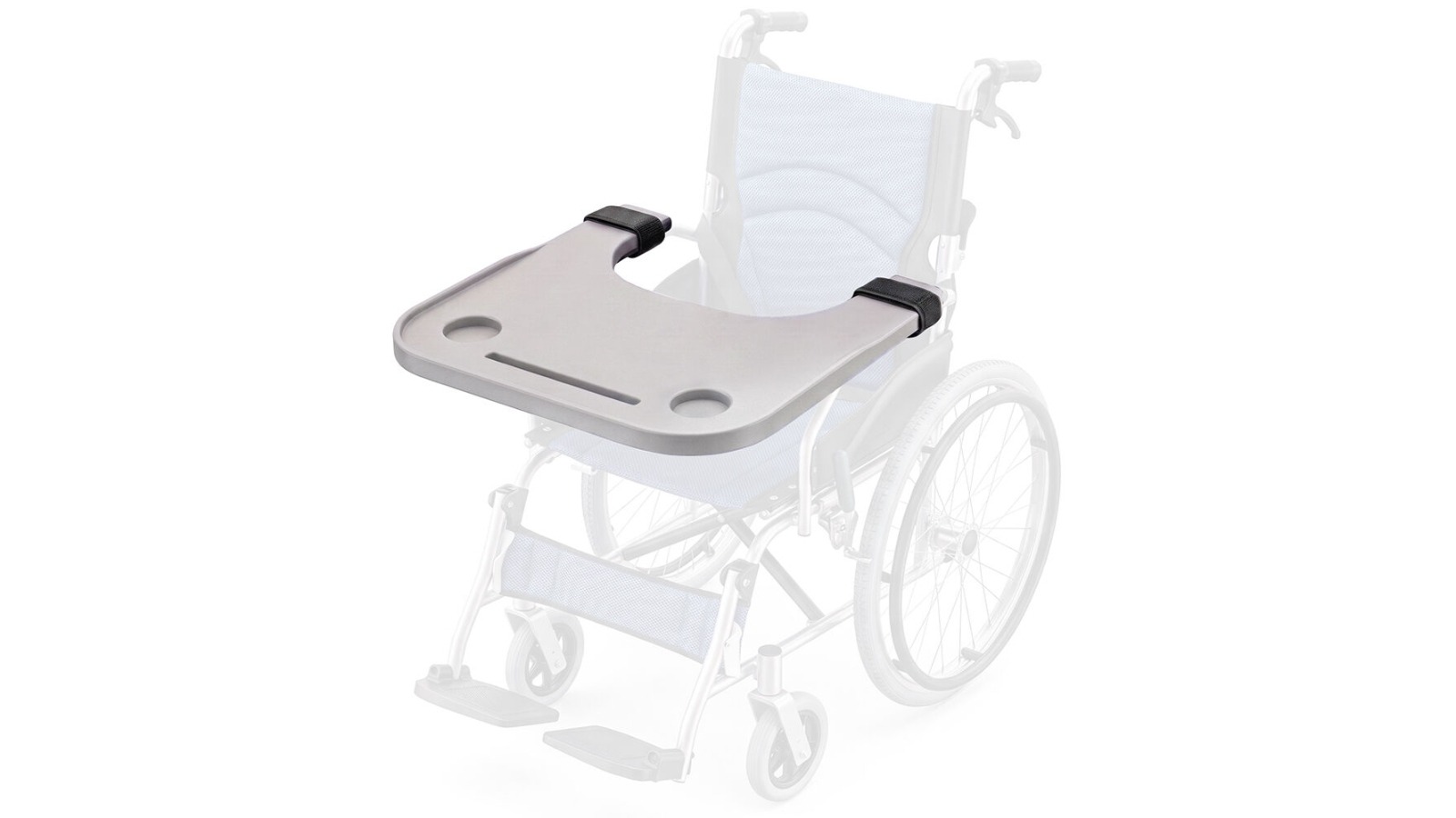Equipmed Wheelchair Lap Tray with Cup Holder and Device Slot - Grey