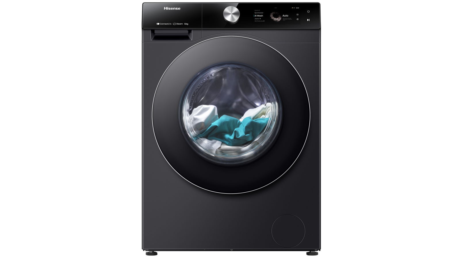 Hisense 12kg Front Load Washing Machine Charcoal Black Harvey Norman