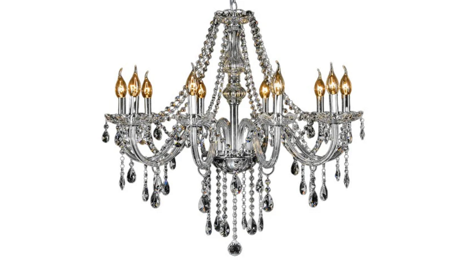 Pretty & Practical Luxurious Clear Silver 10-Head Chandelier