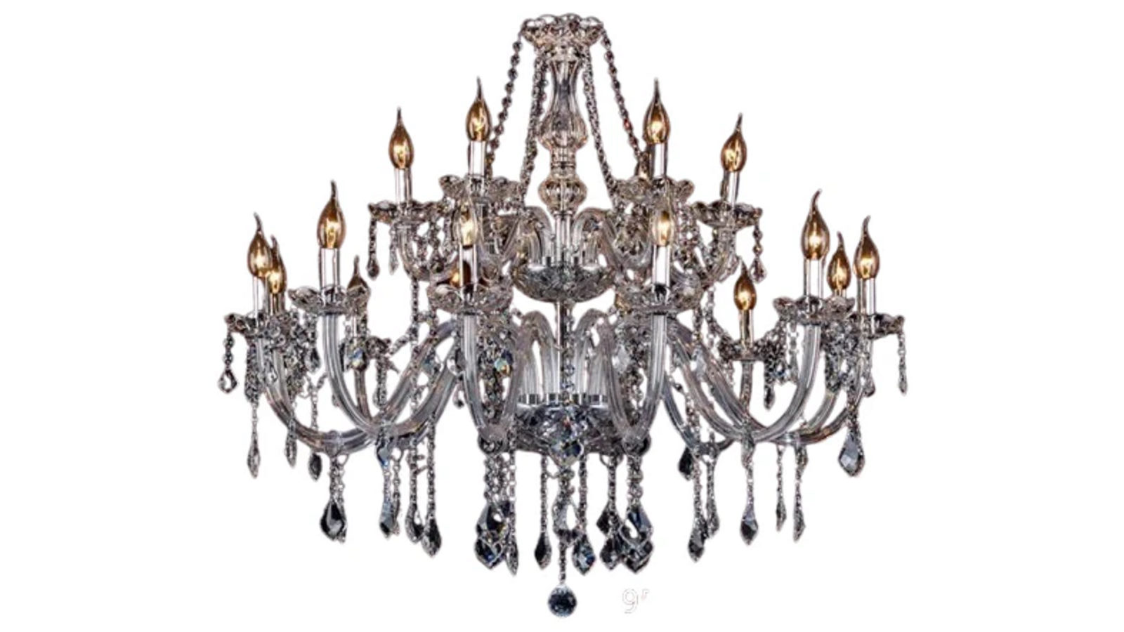 Pretty & Practical Chandelier Clear Silver with 12 And 6 heads 
