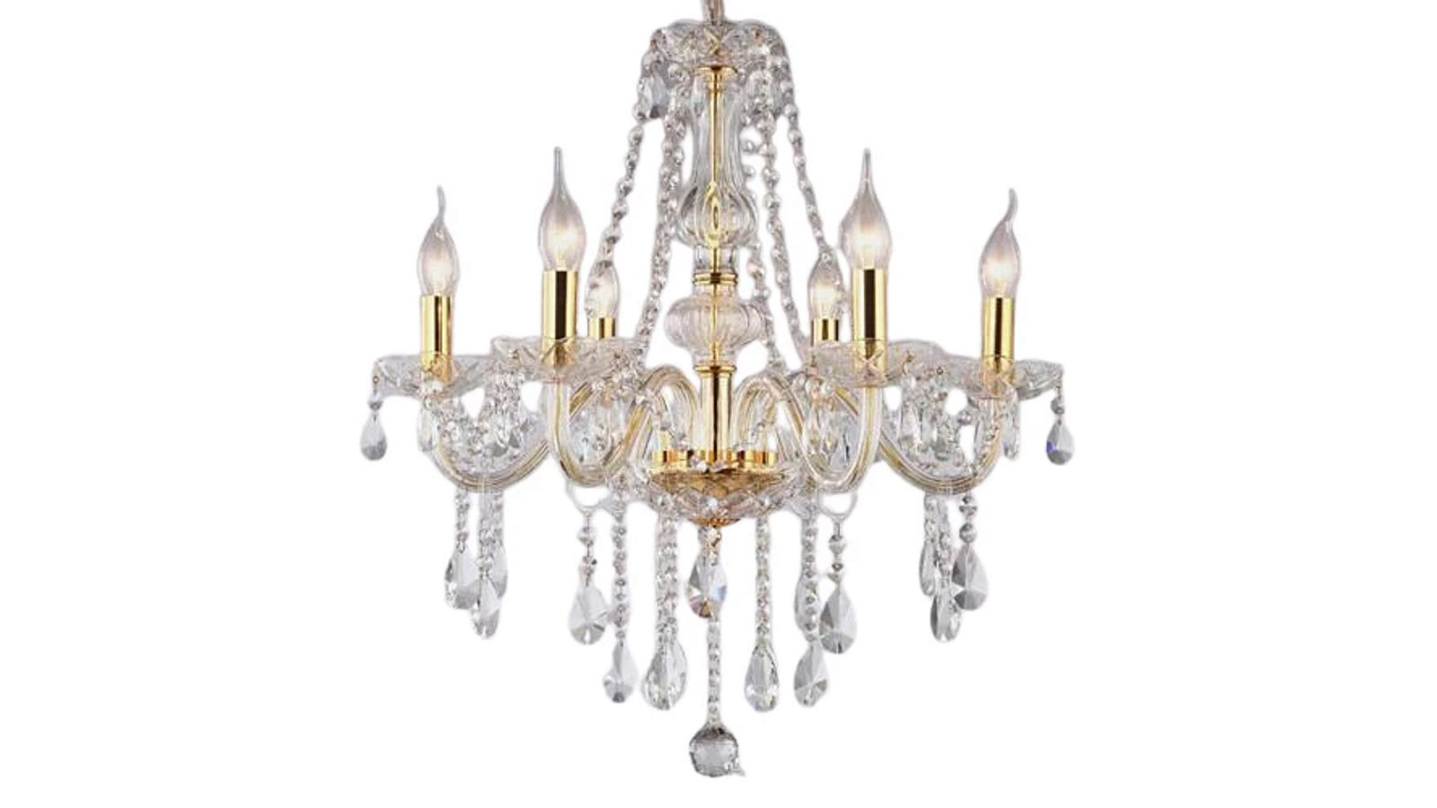 Pretty & Practical Chandelier Golden Clear with 6 heads