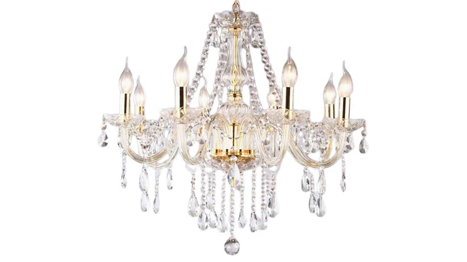 Pretty & Practical Chandelier Golden Clear 8 heads