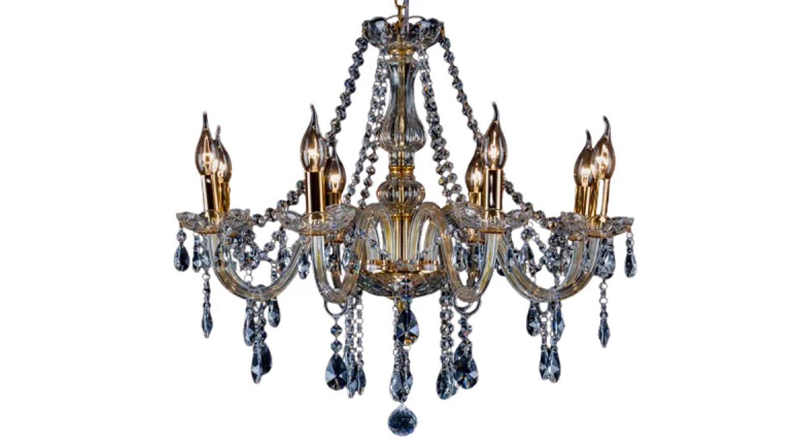 Pretty & Practical Chandelier Golden Clear 10 heads