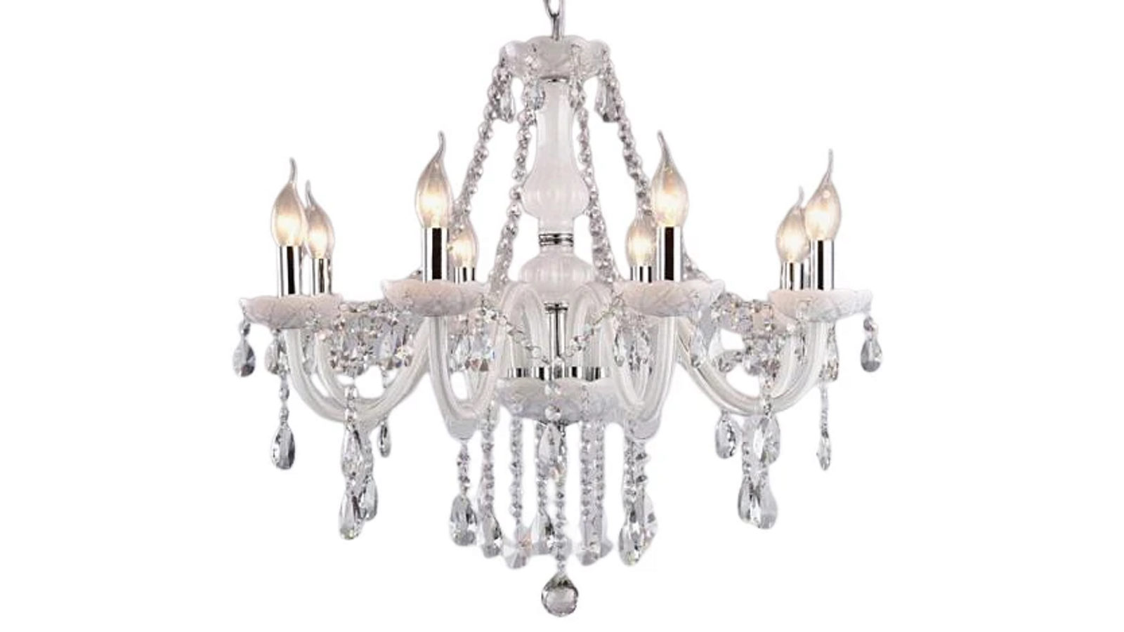 Pretty & Practical Chandelier White Silver 8 Heads