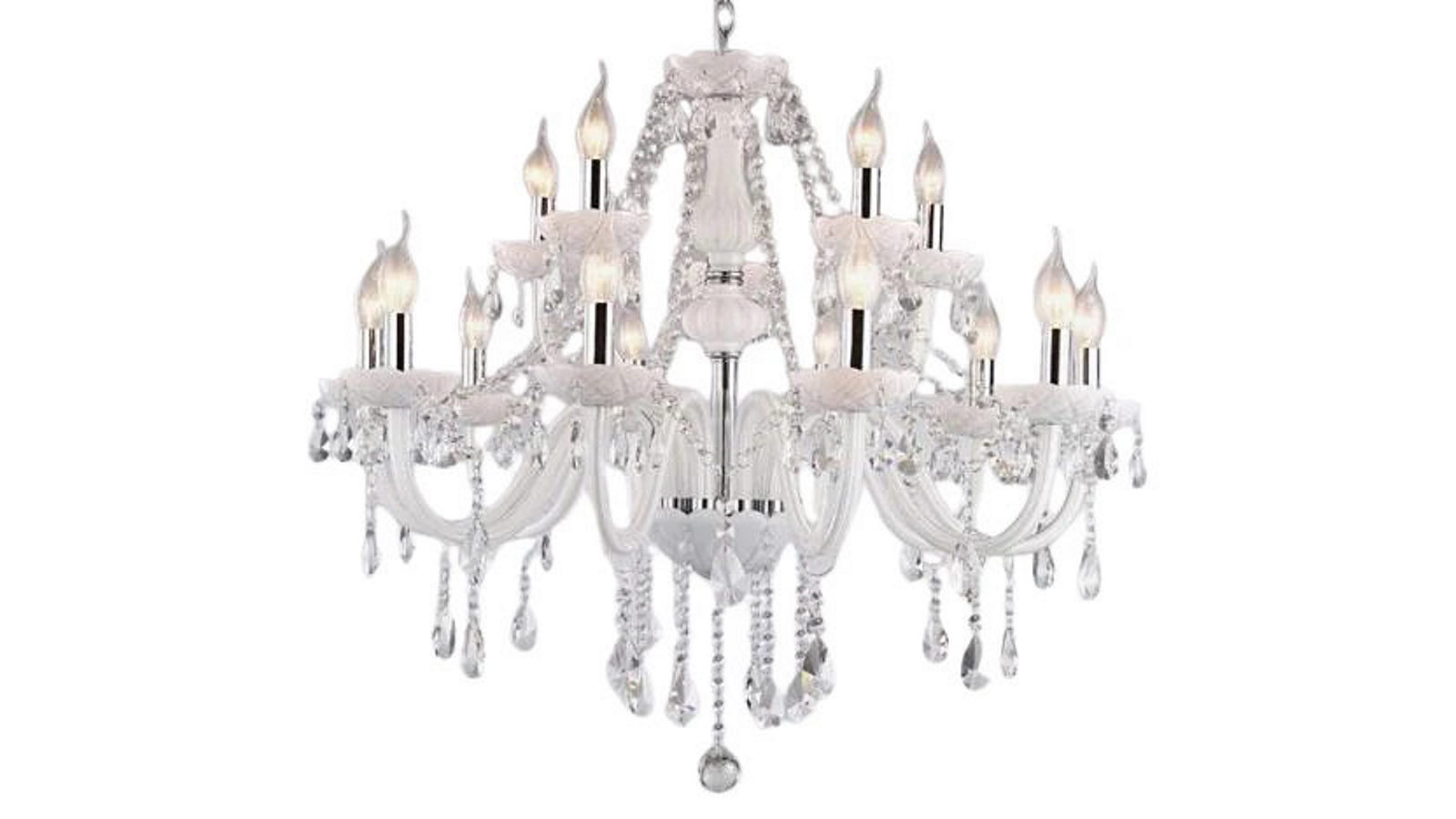 Pretty & Practical Graceful Harmony 8 + 4 Head White Silver Chandelier