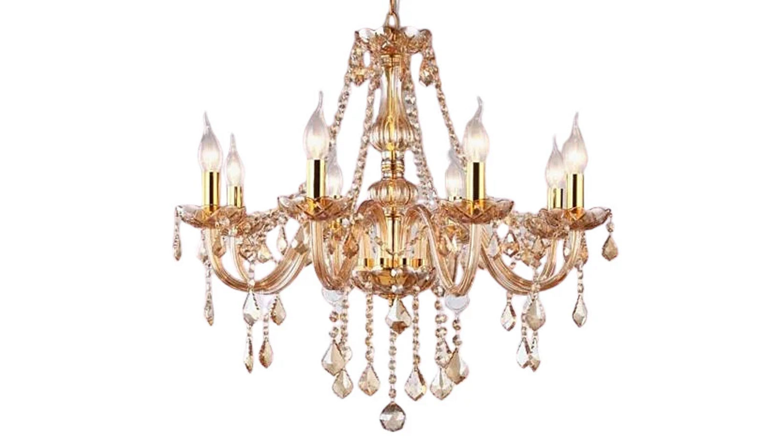 Pretty & Practical Radiant Warmth 8 Head Amber Silver Chandelier