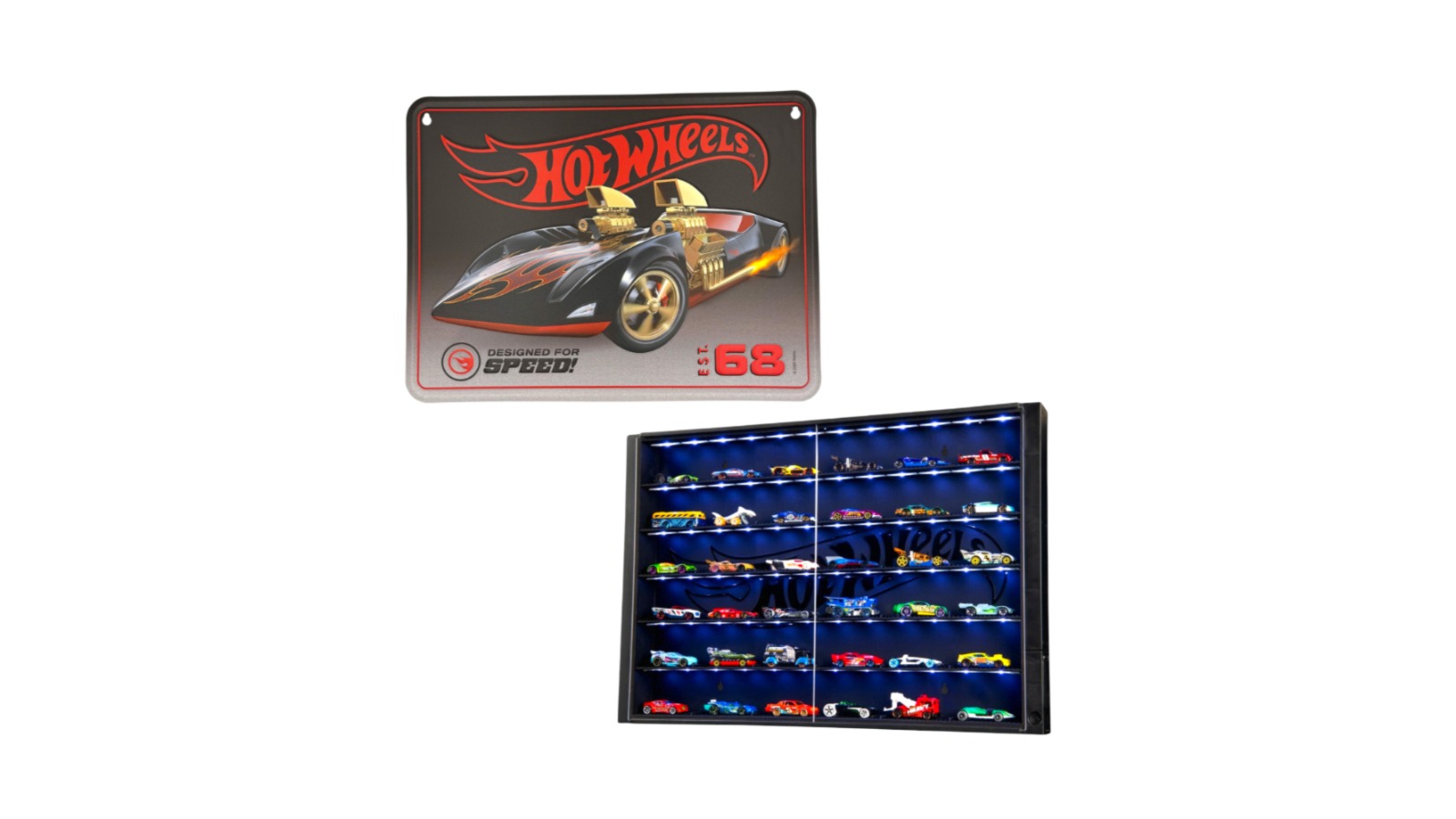 Hot Wheels 36 Car LED Display Case and Wall Sign - Multi-Coloured