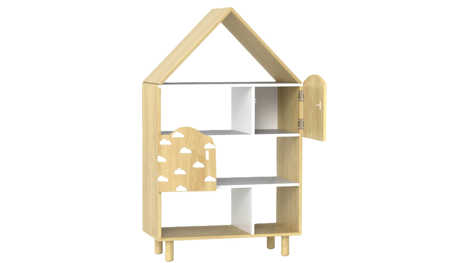 Costway 2-Door House-Shaped Bookshelf with Leg