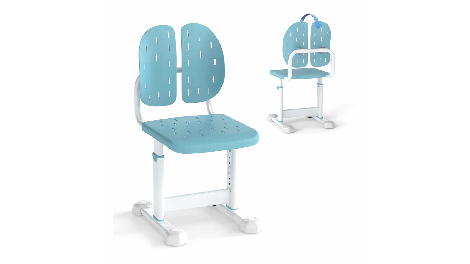 Costway Kids Adjustable Study Chair with Double Back Support - Blue