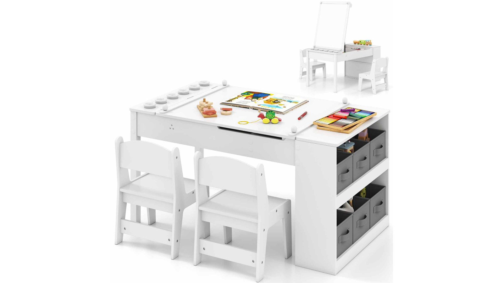 Costway White 2-in-1 Activity Table Set
