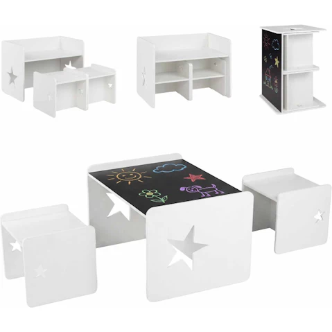 Costway Set of 3 Table and Chair with Chalkboard