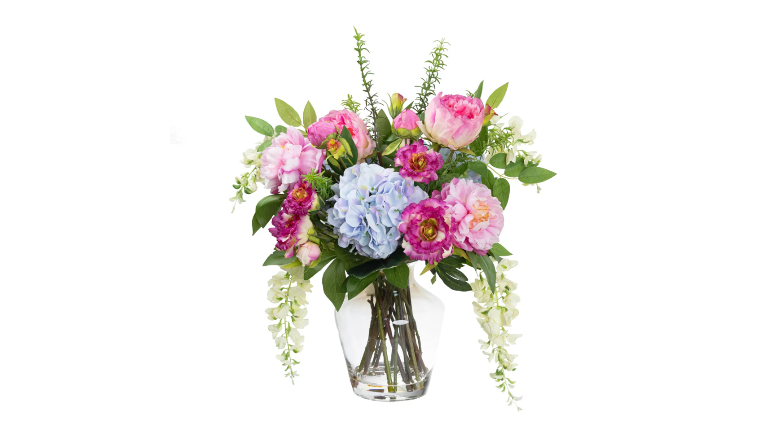 Glamorous Fusion Hydrangea Peony and Wisteria Mixed Artificial Plant - 56cm