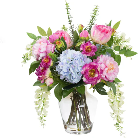 Glamorous Fusion Hydrangea Peony and Wisteria Mixed Artificial Plant - 56cm