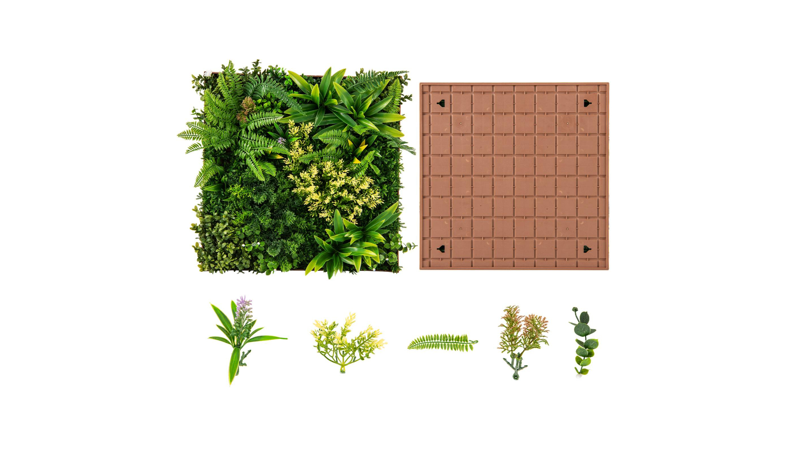 Costway Artificial Foliage Wall Art Faux Greenery Hedge Decoration - Green