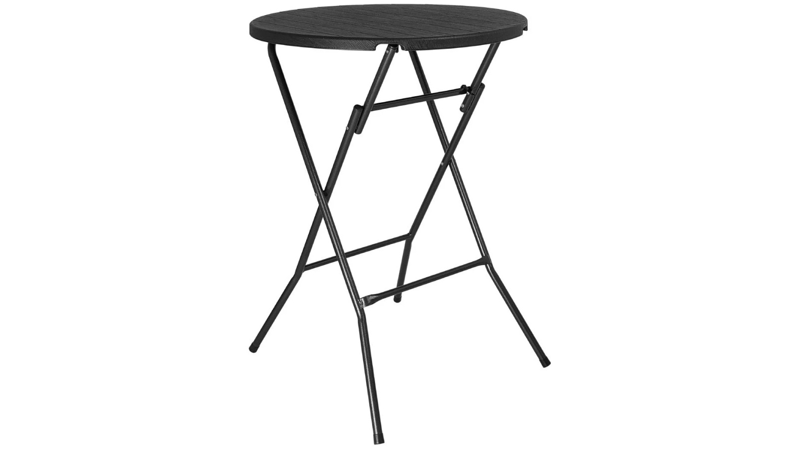 Bolero 80cm Black Wood Effect HDPE Folding Bar Table
