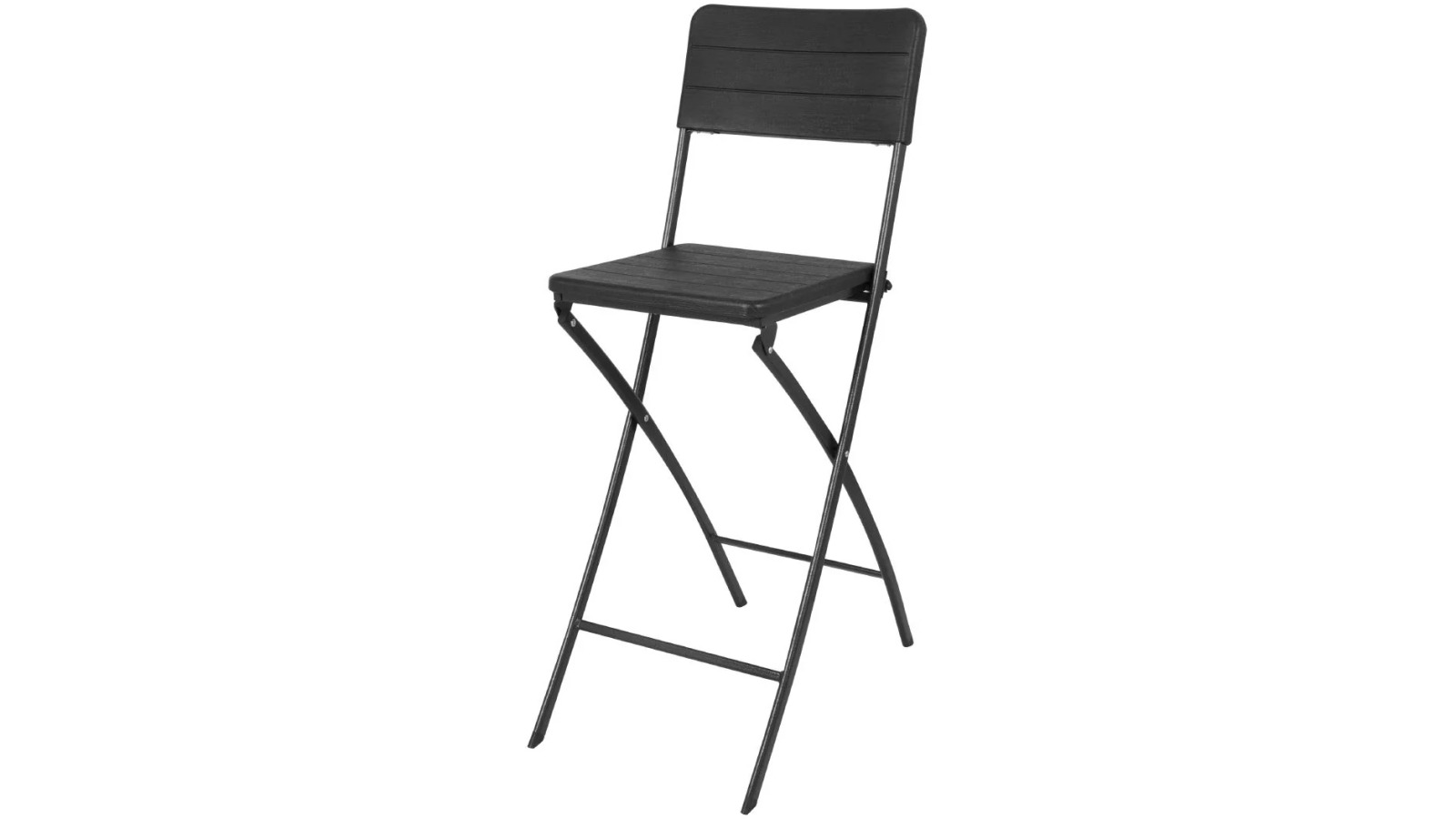Bolero Black Wood Effect Folding Bar Chairs - 2 Pack