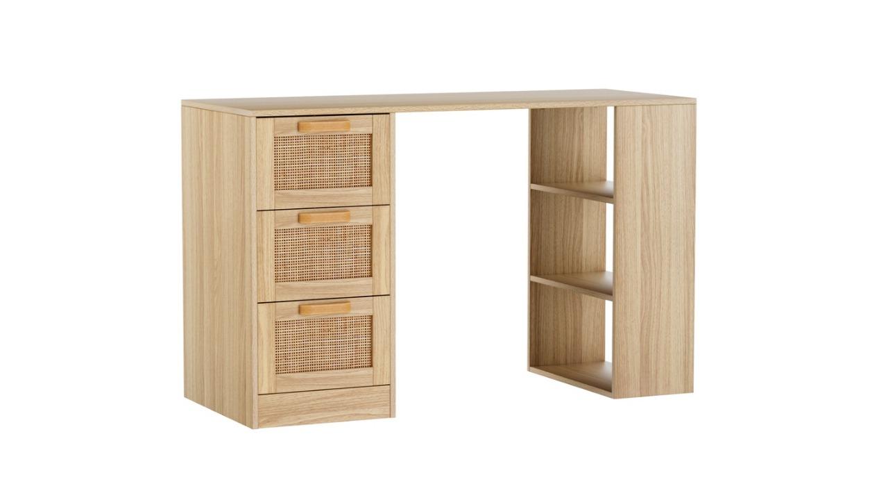 Artiss 120cm Computer Desk with Drawer Shelf Cabinet - Oak
