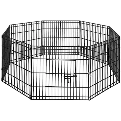 i.Pet 24 Inch 8 Panel Playpen - Black