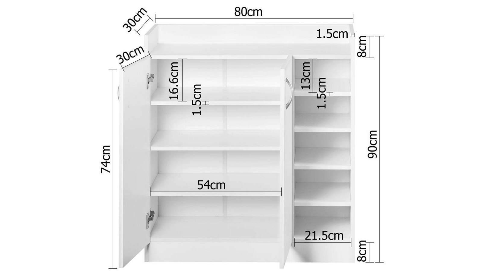 Artiss 21 Pairs Shoe Cupboard White Harvey Norman